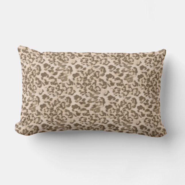 Beige Leopardrucke. Lendenkissen (Vorderseite)