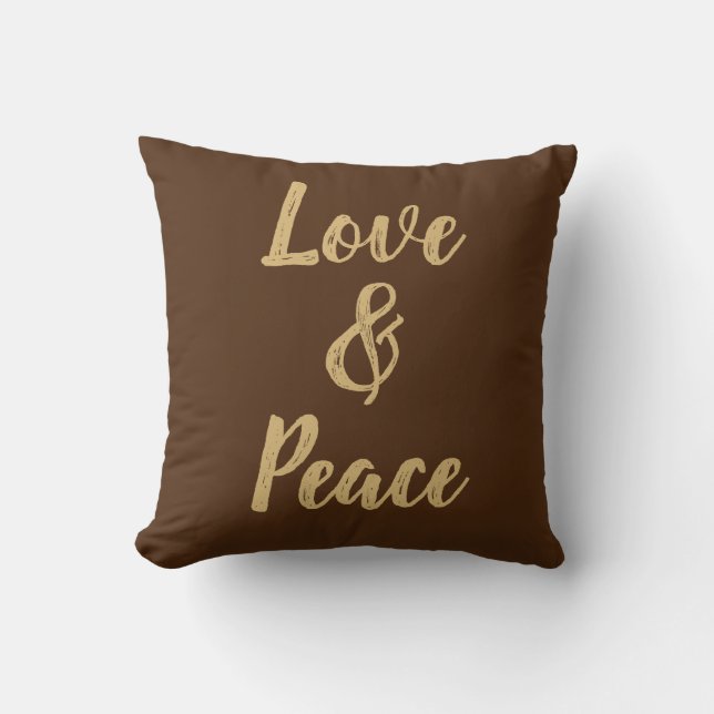Beige Liebe und Frieden Kissen (Vorderseite)