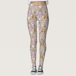 Beige/Lila mehrfarbige Frauen-Leggings Leggings