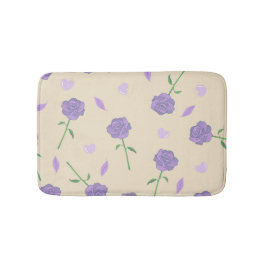 Beige Lila Rose Floral Boho Botanisches Muster Badematte