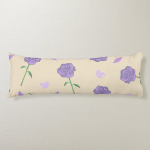 Beige Lila Rose Floral Boho Botanisches Muster Seitenschläferkissen
