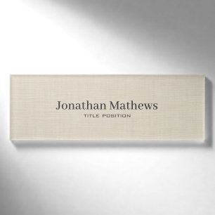Beige Linen Creme Texture Einfache Elegante Monogr Namenschild