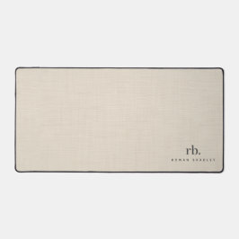 Beige Linen Creme Texture Einfache Elegante Monogr Schreibtischunterlage