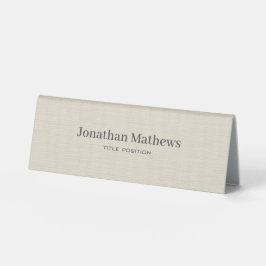 Beige Linen Creme Texture Einfache Elegante Monogr Tischaufsteller