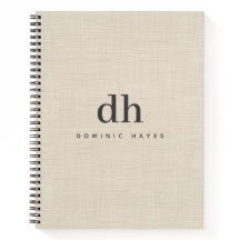Beige Linen Creme Texture Minimal Elegant Monogram