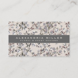 Beige Linen Floral | Grauer Banner Visitenkarte