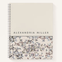 Beige Linen Floral | Personalisierter Name