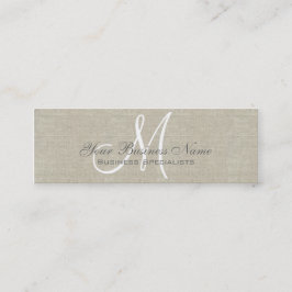 Beige Linen Grau Einfache Schlichte Monogramm Mini Visitenkarte