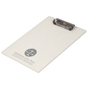 Beige Linen Grau Justice Logo Klemmbrett