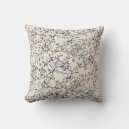 Beige Linen & Gray Elegantes Blumenmuster Kissen