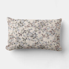 Beige Linen & Gray Elegantes Blumenmuster Lendenkissen