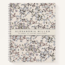 Beige Linen & Gray Elegantes Blumenmuster
