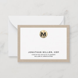 Beige Linen Luxury Gold Erstlogo Mitteilungskarte