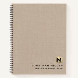 Beige Linen Luxury Gold Erstlogo Notizbuch