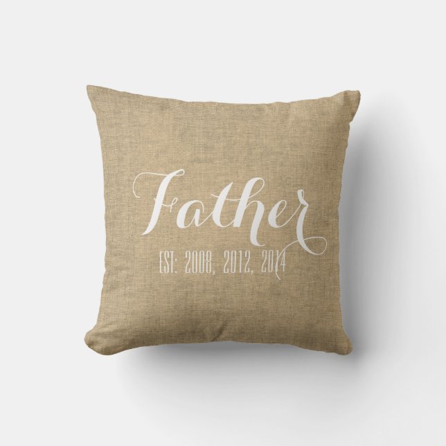 Beige Linen Personalisierter Vatertag Kissen (Vorderseite)