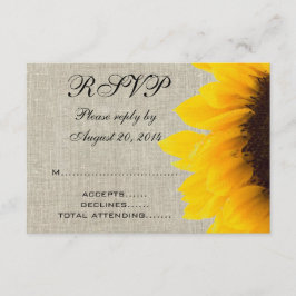 Beige Linen Sunflower Rustic Wedding RSVP