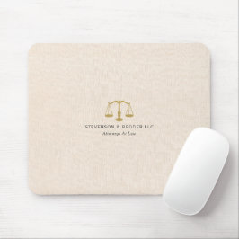 Beige Linen Texture & Gold Justice Scale Mousepad