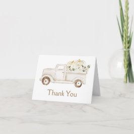 Beige Little Pumpkin Truck Baby Dusche Foto Dankeskarte