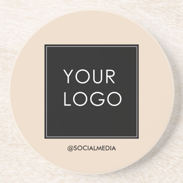 Beige Logos für moderne Berufliche Unternehmen Getränkeuntersetzer (Vorne)