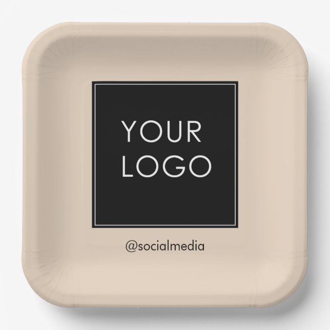 Beige Logos für moderne Berufliche Unternehmen Pappteller (Vorderseite)