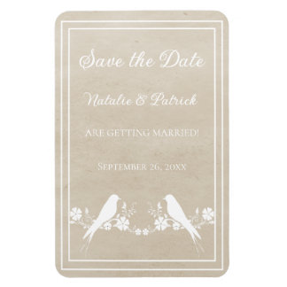 Beige Lovebird Floral Save the Date Magnet