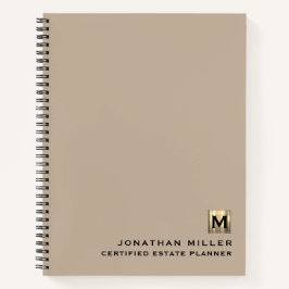 Beige Luxury Gold Erstlogo Notizbuch