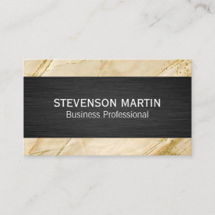 Beige Marble Schwarze Textur Visitenkarte