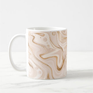 Beige Marmor mit Goldplash aus Glitzer Kaffeetasse