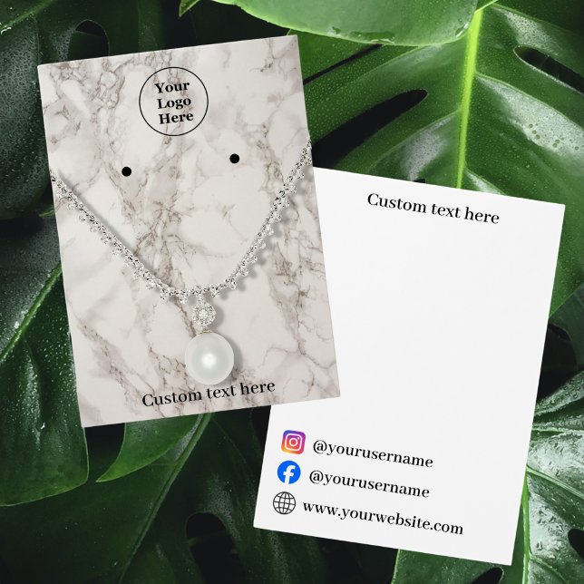 Beige Marmorhalskettenohrringe Display Card (Von Creator hochgeladen)