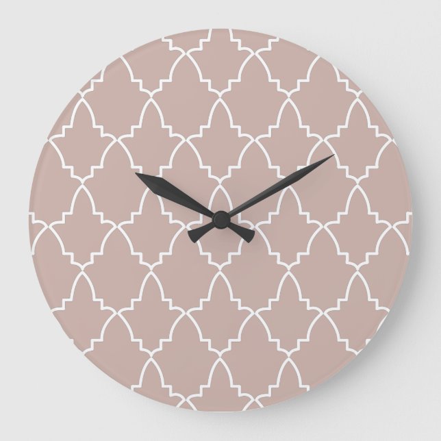 Beige marokkanische Gittermuster   Große Wanduhr (Vorderseite)