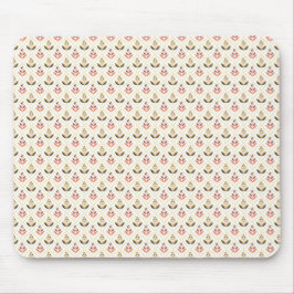 Beige Mauspad mit sich wiederholendem Blumenmuster