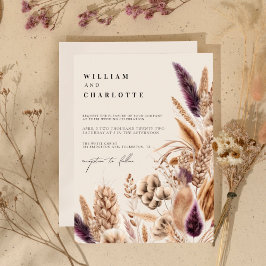 Beige Mauve Bohemisch Greenery Hochzeit in Urlaubs Einladung