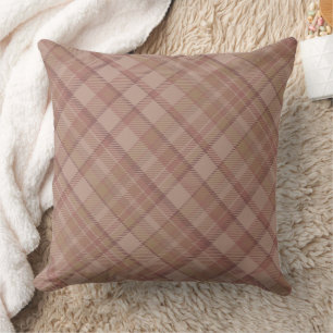 Beige Mauve Kariertes Muster Kissen