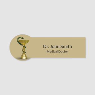 Beige Medical Bowl Hygieia Snake Gold Caduceus Namensschild