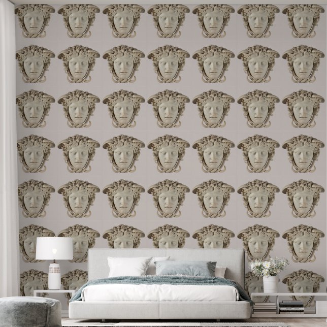 Beige Medusa Designer Tapete (Schlafzimmer)