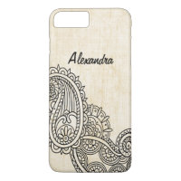 Beige Mehndi Motif iPhone 7 Plus Coque