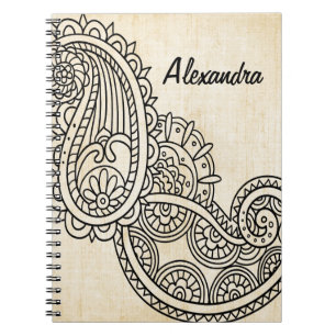 Beige Mehndi Motif Notebook Notizblock