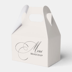 Beige Merci Beaucoup Elegante Kalligrafie Danke Geschenkschachtel