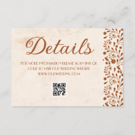 Beige Mexican Wedding Details QR code Begleitkarte