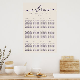 Beige Midnight Purple Willkommens Minimalist Seati Poster