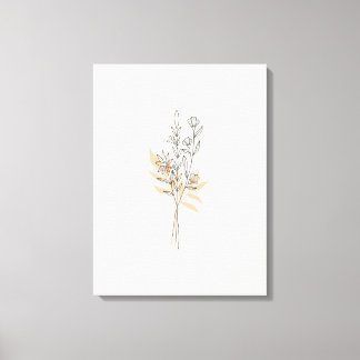 Beige Minimal Line art fleur toile Imprimer