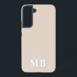 Beige | Minimal Modern Initial Monogram Samsung Galaxy Hülle<br><div class="desc">Dieses stilvolle Handy-Gehäuse zeichnet sich durch ein einfaches modernes Design mit beigefarbenem Design aus. Machen Sie eine einfache Telefonzelle mit benutzerdefinierten Initialen und Namen. Es wird ein cooles, einzigartiges Geschenk für jemanden, der etwas Besonderes oder sich selbst ist. Wenn Sie gewollt haben, die Schriftart oder Position zu ändern, klicken Sie...</div>