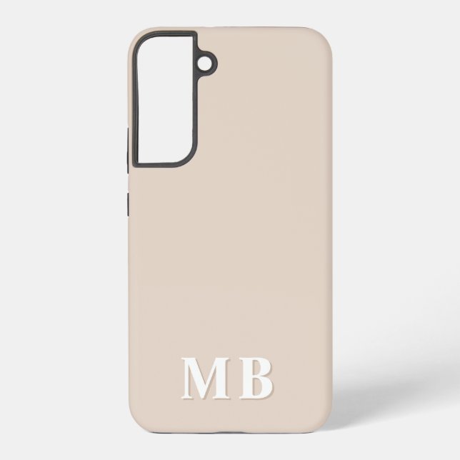 Beige | Minimal Modern Initial Monogram Samsung Galaxy Hülle (Rückseite)