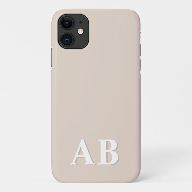 Beige Minimal Modernes Anfangsmonogramm Case-Mate iPhone Hülle (Rückseite)