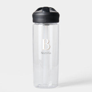 Beige Minimal Modernes Anfangsmonogramm Trinkflasche