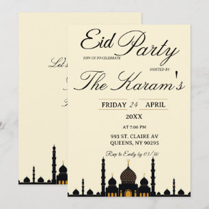 Beige Minimalist elegante Eid-Party-Einladung  Einladung