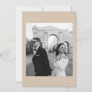 Beige minimalist elegantes Foto Save the Date Einladung