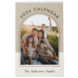 Beige Minimalist Family Photo 2026 Monthly  Kalender