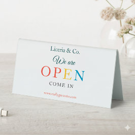 Beige Minimalist Open Display Table Tent Sign Tischaufsteller