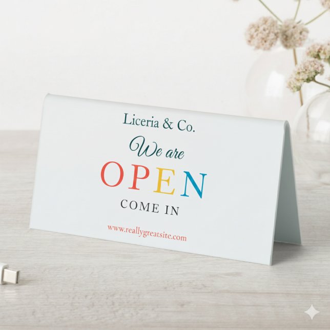 Beige Minimalist Open Display Table Tent Sign Tischaufsteller (Beige Minimalist Open Display Table Tent Sign)